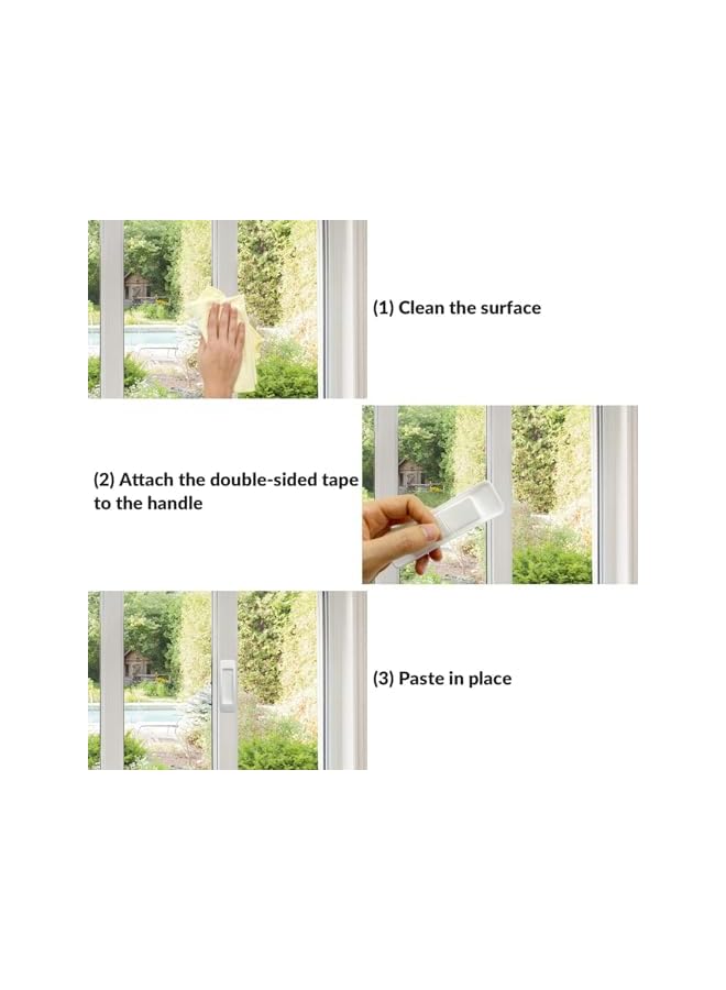 The Bros Pack of 6 Self-Adhesive Sliding Door Safety Handles, Easy to Open Self-Stick Instant Drawer Handle, Self-Stick Handle for Kitchen Cupboards, Plastic (White) - Image 5