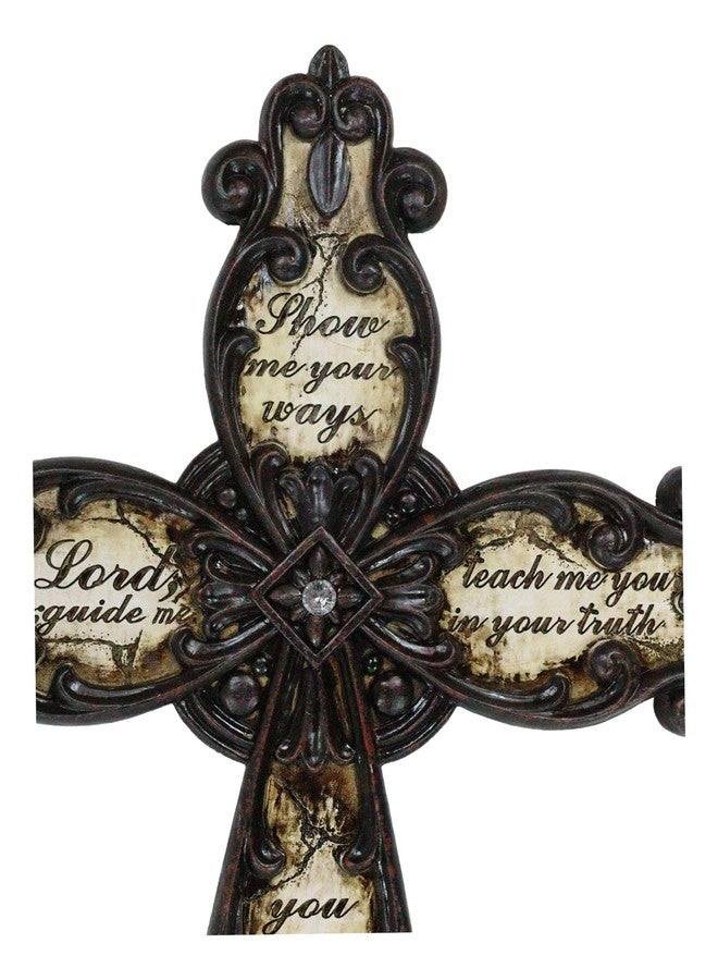 Ebros Gift 19.5" Tall Rustic Western Tuscany Scrollwork Fleur De Lis Show Me Your Ways Oh Lord Inspirational Prayer Decorative Wall Cross Wild West Decor Plaque - Image 5