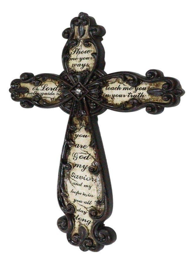 Ebros Gift 19.5" Tall Rustic Western Tuscany Scrollwork Fleur De Lis Show Me Your Ways Oh Lord Inspirational Prayer Decorative Wall Cross Wild West Decor Plaque - Image 4