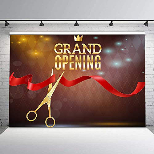 VIDMOT Ribbon Cutting Backdrop for Grand Opening Ceremony 7x5ft Red Ribbon Gold Crown Background Party Event Banner Photo Booth Studio Props ZYVV0541 - Image 4