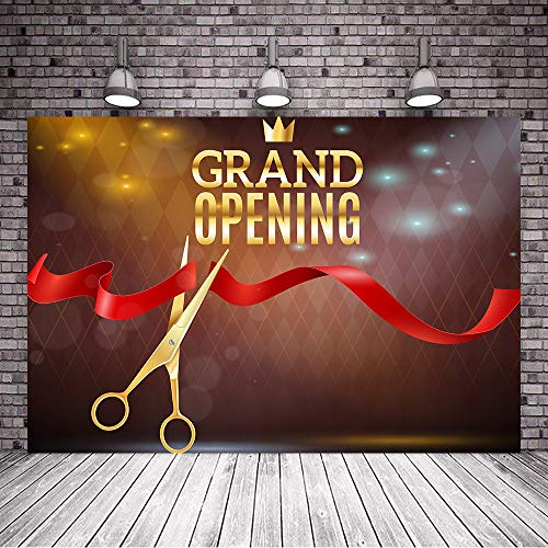 VIDMOT Ribbon Cutting Backdrop for Grand Opening Ceremony 7x5ft Red Ribbon Gold Crown Background Party Event Banner Photo Booth Studio Props ZYVV0541 - Image 3