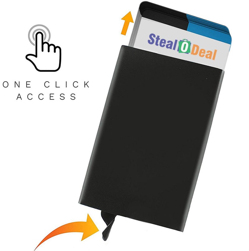Stealodeal RFID Blocking Automatic Pop-Up Money Holding Smart Pocket Aluminum Front Pocket Wallet Cardholder for Men & Women - Image 2