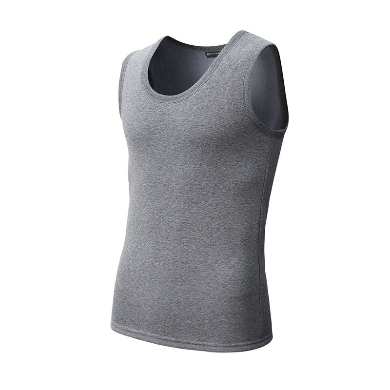 Mens Double-sided Fleece Warm Vest Winter fleece-lined Thickened Round Neck Base Underwear Gold Fleece Coral Fleece Vest Vest white  - Image 4