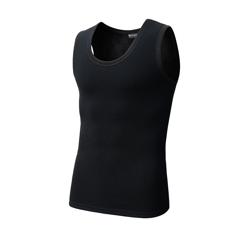 Mens Double-sided Fleece Warm Vest Winter fleece-lined Thickened Round Neck Base Underwear Gold Fleece Coral Fleece Vest Vest white  - Image 5