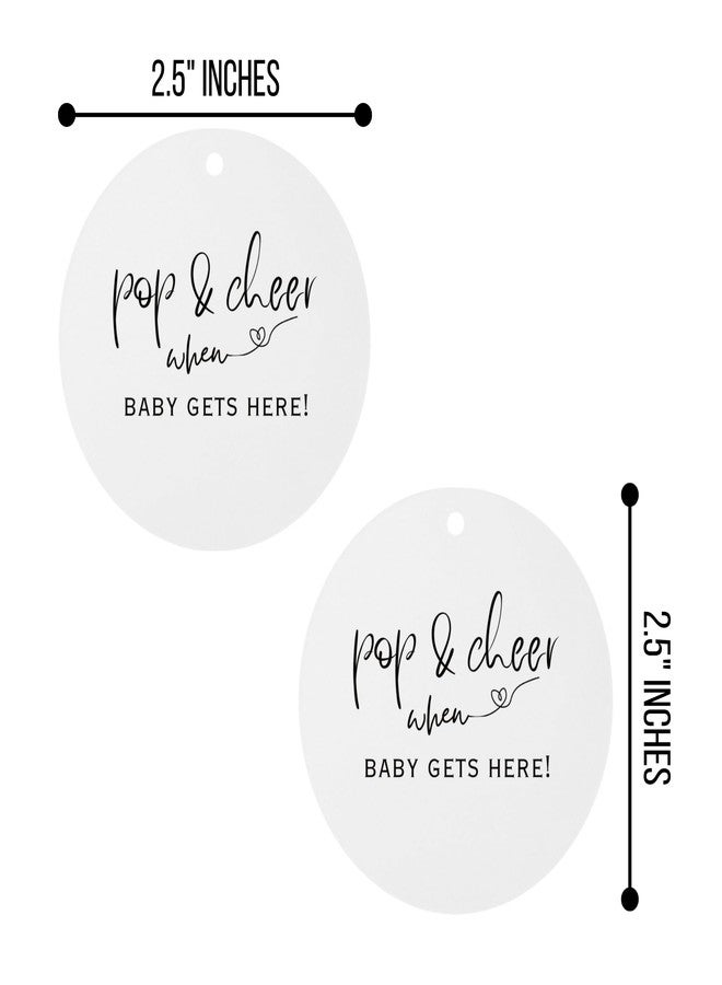 Lashicorn Pop & Cheer When Baby is Here Minimalist Hang Tags | 30 Pk for Baby Shower Mini Champagne Labels Neutral Black and White Neutral - Image 2