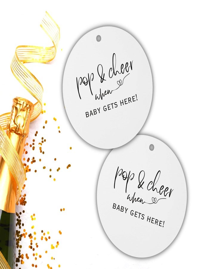 Lashicorn Pop & Cheer When Baby is Here Minimalist Hang Tags | 30 Pk for Baby Shower Mini Champagne Labels Neutral Black and White Neutral - Image 5