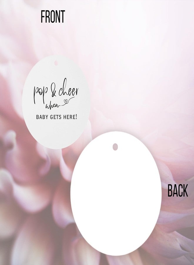 Lashicorn Pop & Cheer When Baby is Here Minimalist Hang Tags | 30 Pk for Baby Shower Mini Champagne Labels Neutral Black and White Neutral - Image 3