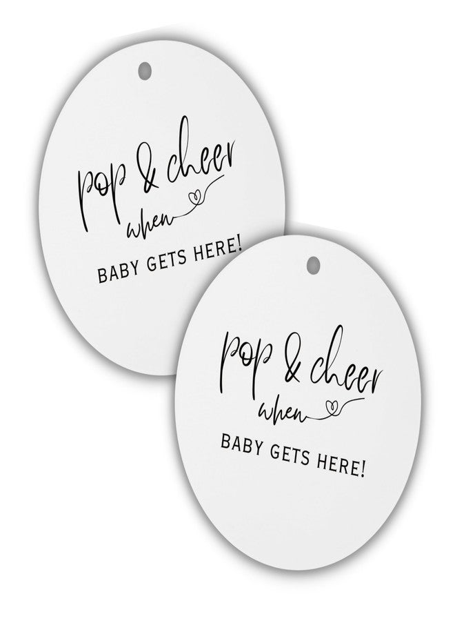 Lashicorn Pop & Cheer When Baby is Here Minimalist Hang Tags | 30 Pk for Baby Shower Mini Champagne Labels Neutral Black and White Neutral - Image 1