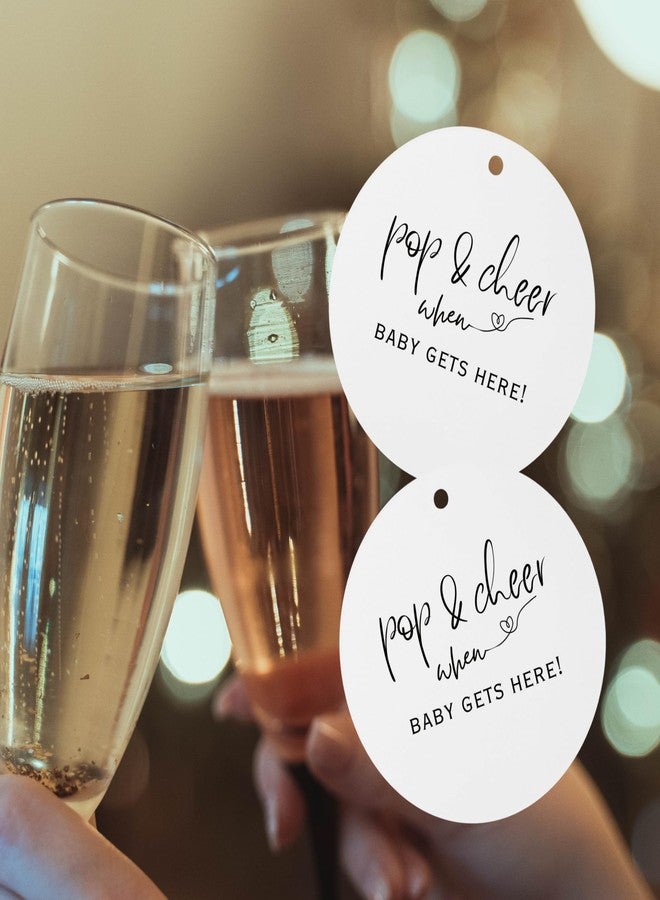 Lashicorn Pop & Cheer When Baby is Here Minimalist Hang Tags | 30 Pk for Baby Shower Mini Champagne Labels Neutral Black and White Neutral - Image 4