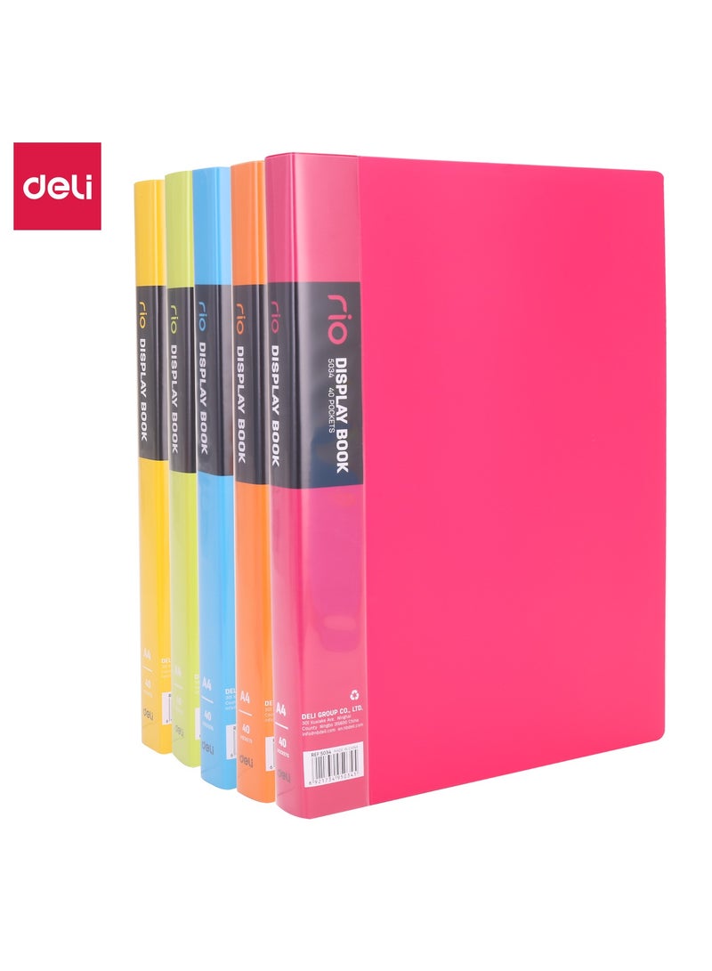 Deli E5034 Display Book - A4, 40 Pages, Assorted Colors - Image 1
