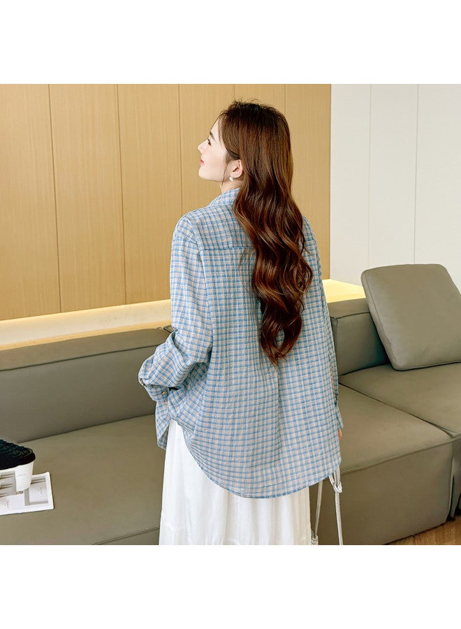 TonLion 2025 Fall Plaid Shirt With Small Embroidered Detail On Left Chest, Women'S Long-Sleeve Blouse For Young Fashion Trend - Image 5