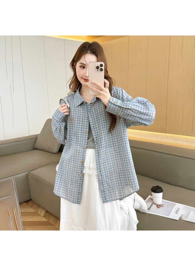 TonLion 2025 Fall Plaid Shirt With Small Embroidered Detail On Left Chest, Women'S Long-Sleeve Blouse For Young Fashion Trend - Image 2