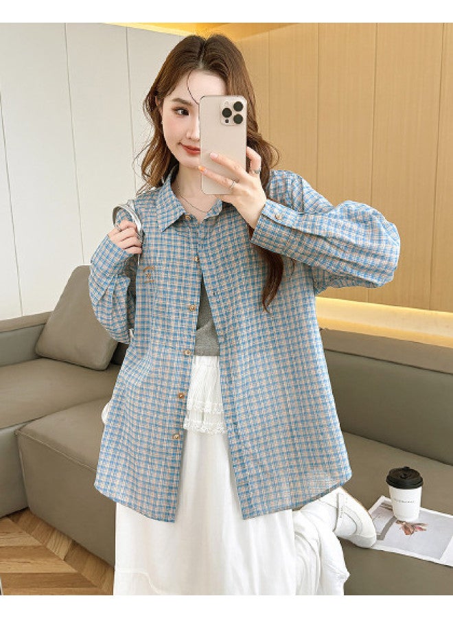 TonLion 2025 Fall Plaid Shirt With Small Embroidered Detail On Left Chest, Women'S Long-Sleeve Blouse For Young Fashion Trend - Image 1