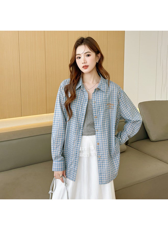 TonLion 2025 Fall Plaid Shirt With Small Embroidered Detail On Left Chest, Women'S Long-Sleeve Blouse For Young Fashion Trend - Image 3