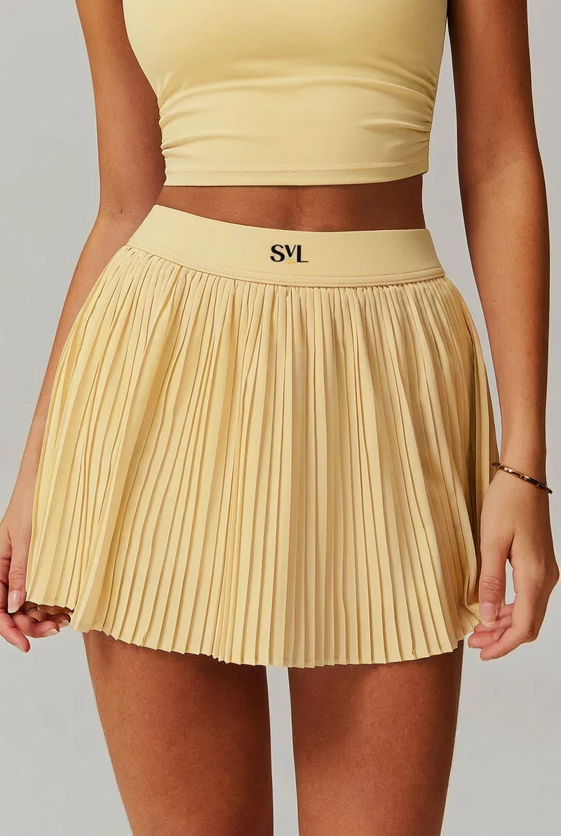 SVL High-Waist Skirt with Inner Shorts and Hidden Pocket - Yellow - SVL