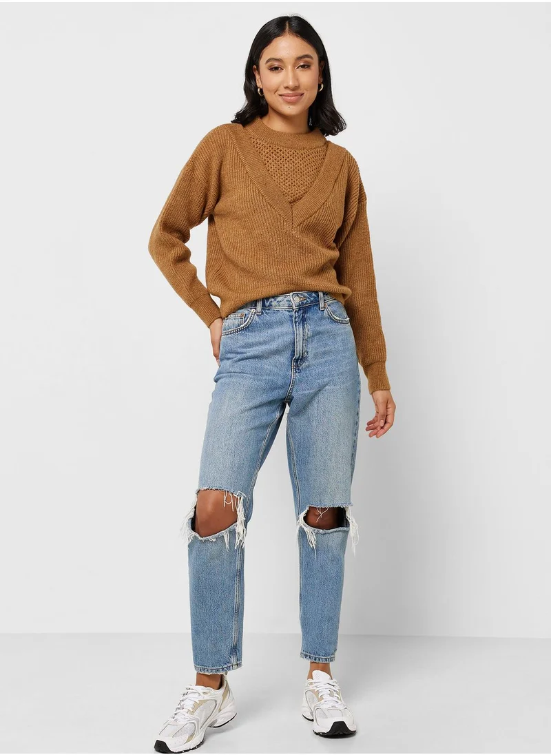 نويزي ماي Knitted Ted Knitted Pullover