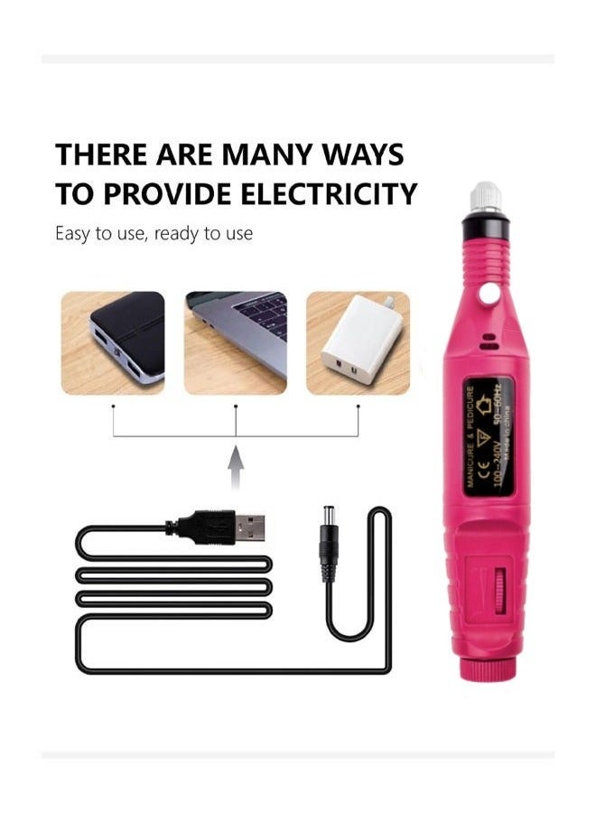 USB Professional Electric Nail File Drill Manicure Tools, Pedicure Portable Machine Kit, Finger Toe Manicure Set with Multiple Sanding Drill Bits for Personal or Salon Useï¼Roseï¼ - Image 4