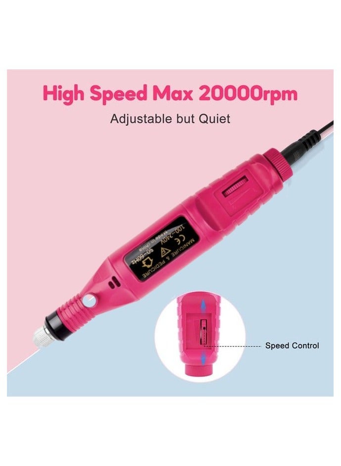 USB Professional Electric Nail File Drill Manicure Tools, Pedicure Portable Machine Kit, Finger Toe Manicure Set with Multiple Sanding Drill Bits for Personal or Salon Useï¼Roseï¼ - Image 5