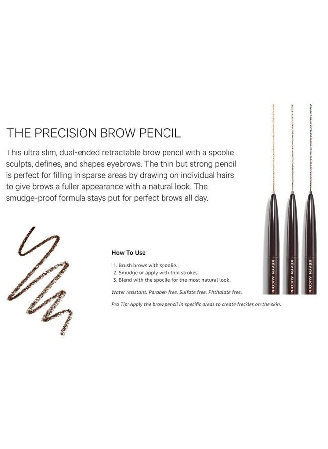 Kevyn Aucoin - Kevyn Aucoin The Precision Brow Pencil, Brunette: Ultra slim, thin and strong. Retractable plus spoolie brush. Pro makeup artist go to. Sculpt, define and shape eyebrows. Stay put, smudge-proof. - Image 1