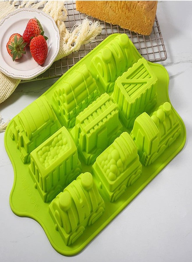 Joyeee Silicone Train Cake Mold, 1 Pcs 9 Cavity Non-stick Train Cake Pan Baking Supplies for DIY Soap, Pastry, Dessert, Pie, Flan, Dough, Chocolate, Silicone Car Soap Mold for Birthday Cake Decoration - Image 2