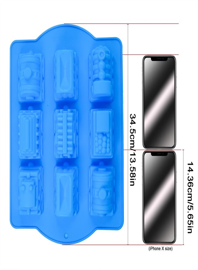 Joyeee Silicone Train Cake Mold, 1 Pcs 9 Cavity Non-stick Train Cake Pan Baking Supplies for DIY Soap, Pastry, Dessert, Pie, Flan, Dough, Chocolate, Silicone Car Soap Mold for Birthday Cake Decoration - Image 4