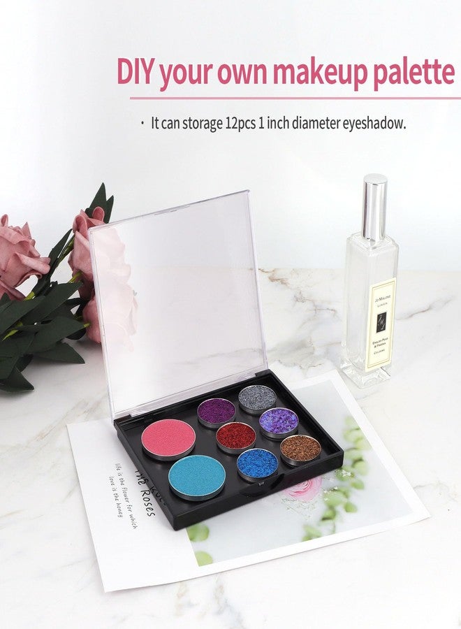 Snowso Empty Magnetic Eyeshadow Palette with Clear Top, Travel Makeup Organizer with 40Pcs Adhesive Metal Stickers For DIY Your Own Eyeshadow Lipstick Blush Powder (Small Palette - 4.8'' x 4'') - Image 3