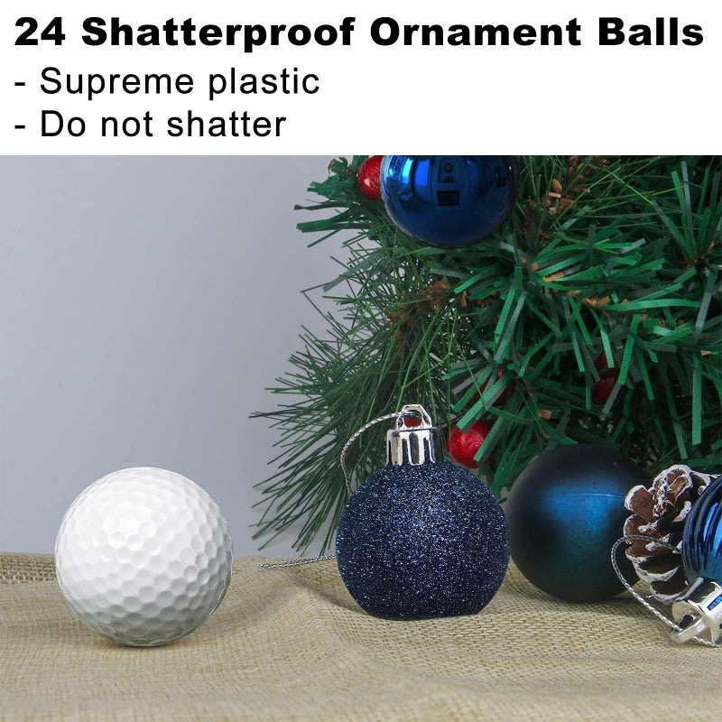 GameXcel Navy Blue 1.6"" Small Christmas Balls Christmas Tree Decoration Ornaments Shatterproof Hanging Balls for Birthday Halloween Holiday Wedding Decorations Set of 24pcs - Image 3