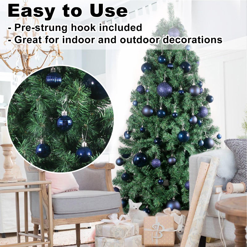 GameXcel Navy Blue 1.6"" Small Christmas Balls Christmas Tree Decoration Ornaments Shatterproof Hanging Balls for Birthday Halloween Holiday Wedding Decorations Set of 24pcs - Image 5