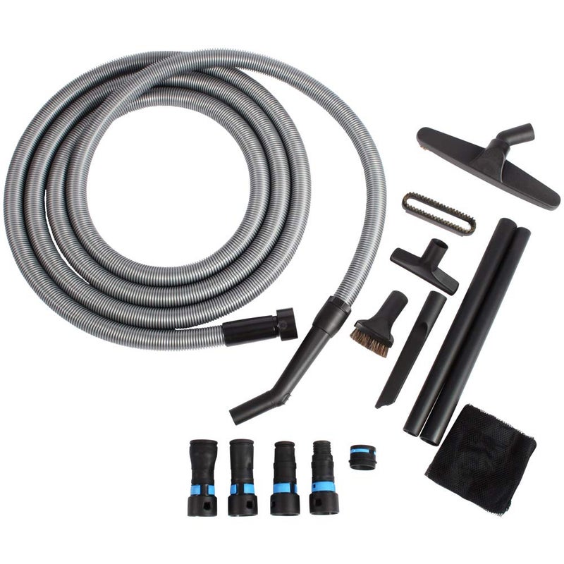 Cen-Tec Systems CenTec Systems 95281 Home and Shop Vacuum Expanded MultiBrand Power Tool Dust Collection Adapter Set and Full Attachment Kit 20 Ft Hose Black