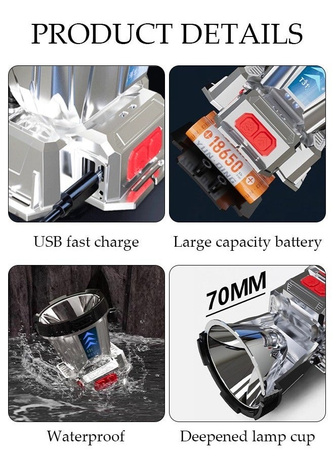 DUNISO Headlamp Rechargeable,3 Modes,Ultra-Light Bright LED Bright Headlamp Flashlight with Motion Sensor,  Phone Charging, Waterproof, Outdoor Fishing Camping Running Cycling Headlight - Image 3