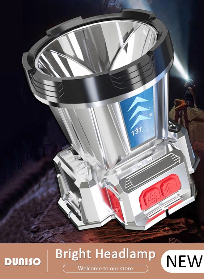 DUNISO Headlamp Rechargeable,3 Modes,Ultra-Light Bright LED Bright Headlamp Flashlight with Motion Sensor,  Phone Charging, Waterproof, Outdoor Fishing Camping Running Cycling Headlight - Image 1