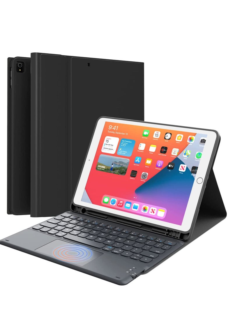 Generic - iPad Keyboard 9th Generation Keyboard for iPad 8th Generation 7th Gen 10.2 Inch Smart Trackpad Detachable Wireless with Pencil Holder Flip Stand Keyboard Case for iPad 9th 8th 7th Gen 10.2” Black - Image 1