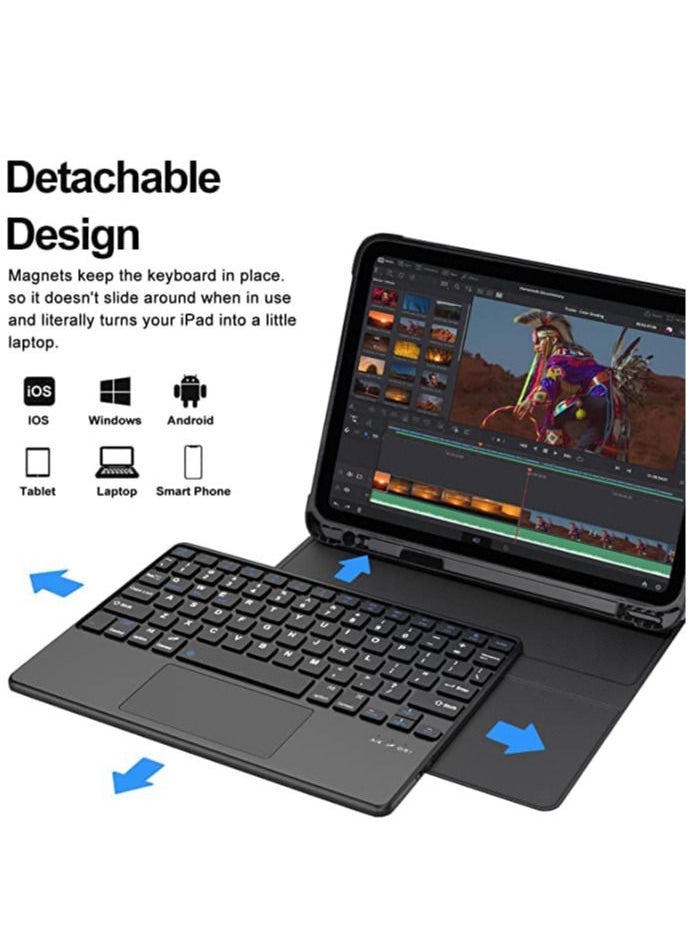 Generic - iPad Keyboard 9th Generation Keyboard for iPad 8th Generation 7th Gen 10.2 Inch Smart Trackpad Detachable Wireless with Pencil Holder Flip Stand Keyboard Case for iPad 9th 8th 7th Gen 10.2” Black - Image 1