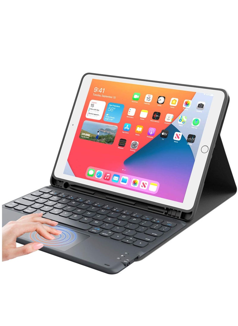Generic - iPad Keyboard 9th Generation Keyboard for iPad 8th Generation 7th Gen 10.2 Inch Smart Trackpad Detachable Wireless with Pencil Holder Flip Stand Keyboard Case for iPad 9th 8th 7th Gen 10.2” Black - Image 1