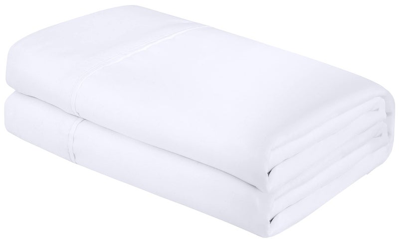 ROYALE LINENS Royale Linens Queen Flat Sheet  Ultra Soft Brushed 1800 Microfiber Flat Sheets Only  Wrinkle Free  Stain Resistant  Hotel Quality Top Sheet for Bed Queen White 