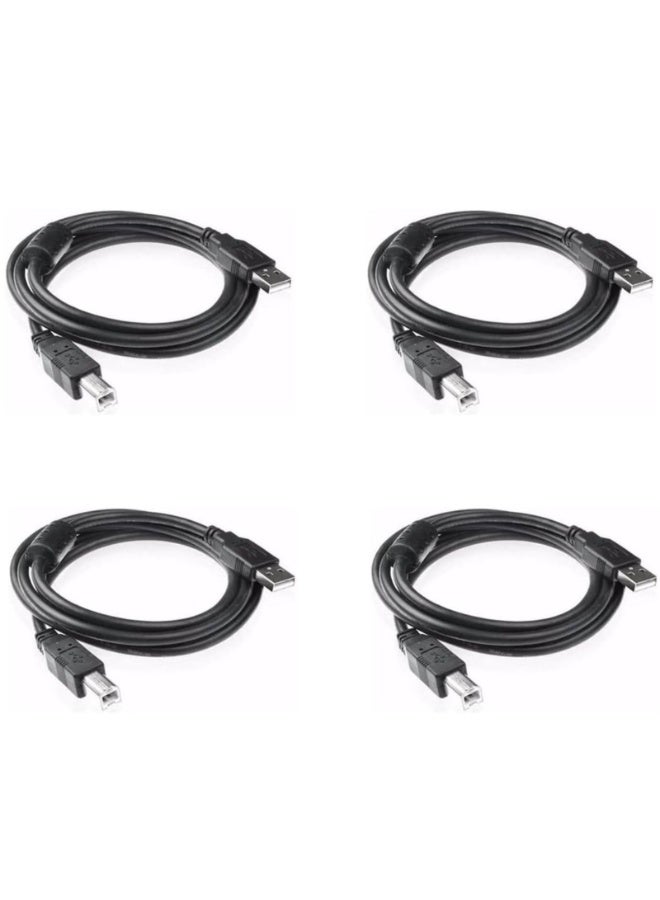 كالون كابل طابعة USB بطول 1.5 متر - كابل USB 3.0 من النوع A إلى B عالي السرعة للطابعات والماسحات الضوئية - متوافق مع HP، Canon، Epson، Brother، Samsung - كابل USB لأجهزة الكمبيوتر الشخصية والمحمولة - عبوة سوداء من 4 قطع - Image 1