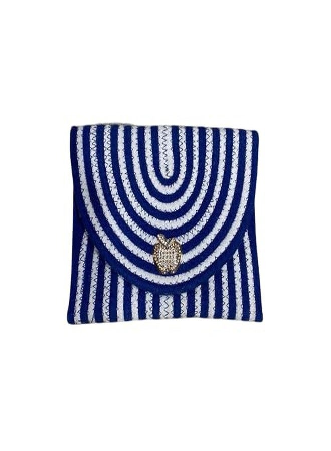 Rosslyn Jute Cotton Handicraft Casual and Stylish Handknitted Jute Handbag For Women Handheld Bags - Blue - Image 1