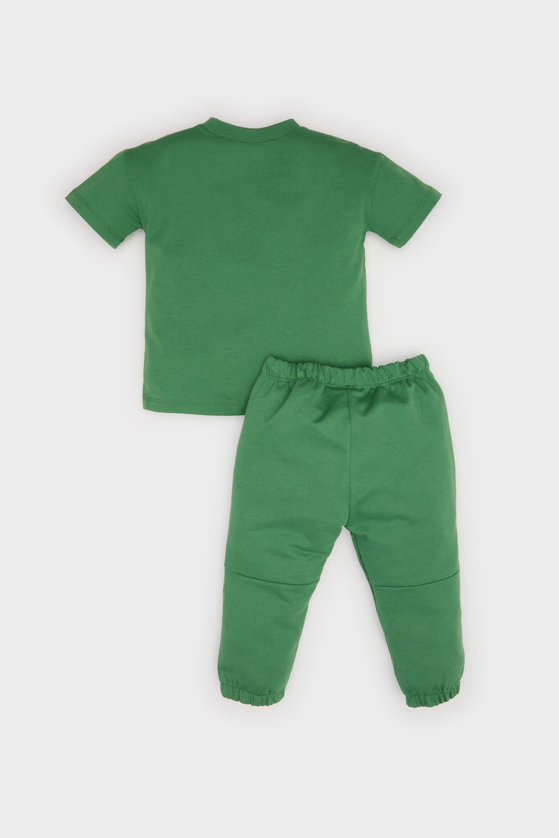DeFacto Green BabyBoy Baby Boy Printed T-shirt Elastic Waist Sweatpants 2 Piece Set Casual - Image 5