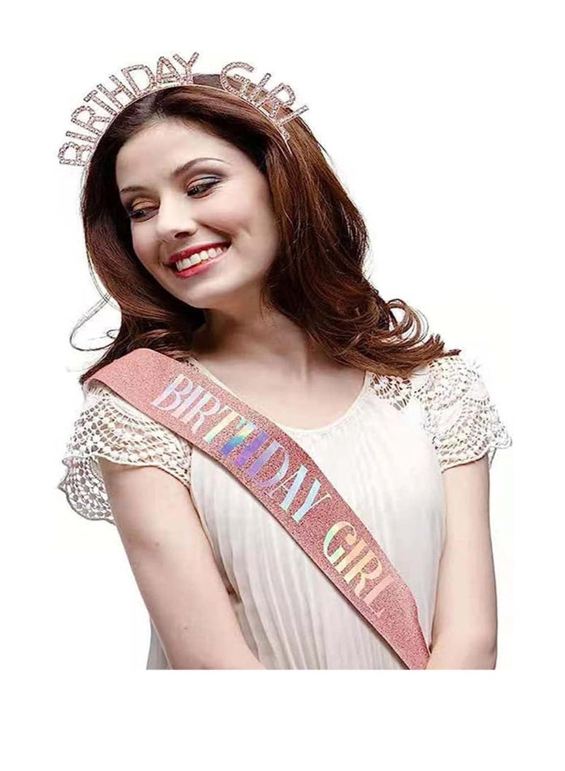 RATSAW Birthday Headpiece Girl Tiara Headband Birthday Satin Sash For Party Decorations Supplies - Image 5