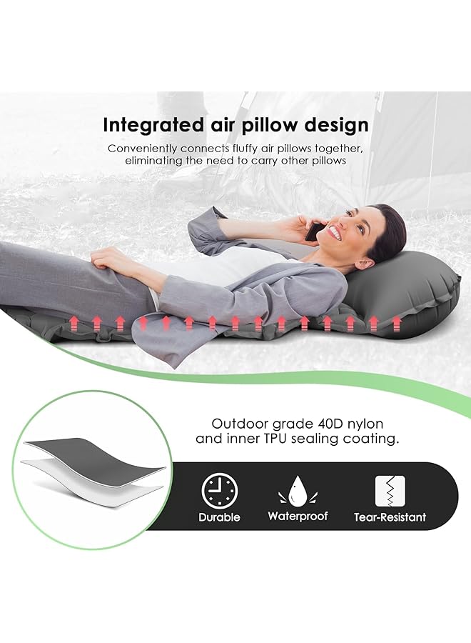 NALACAL Sleeping Pad For Camping Ultralight Inflatable Camping Mat With Pillow Built In Foot Pump Portable Durable & Waterproof Compact Sleeping Pads For Camping Backpacking Hiking Tent  - Image 3