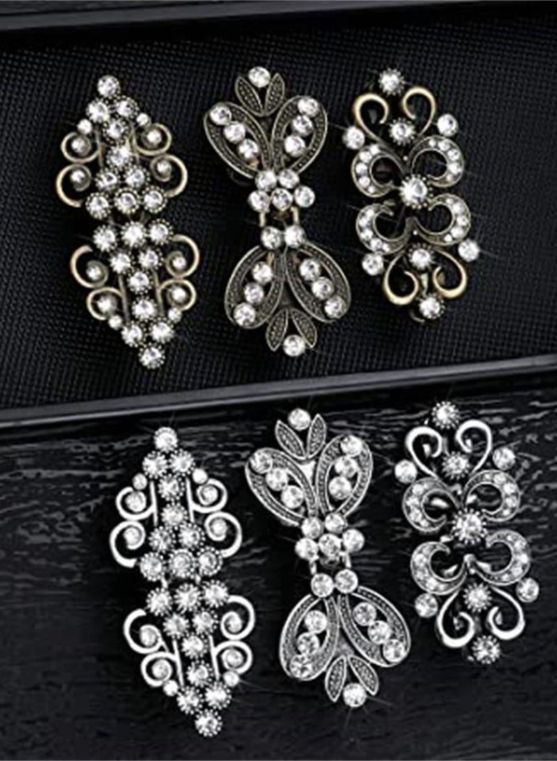 SYOSI Cape Cloak Clips, Vintage Sweater Swirl Clip, Retro Rhinestone Cardigan Clip, Shawl Collar, Clasp Dress Shirt Brooch Clip for Girl, Women Accessories 6 Pieces - Image 5