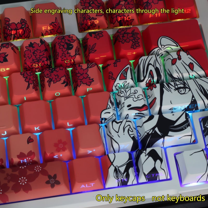 CHERRY Height PBT Keycaps Sakura Little Girl Grey Gradient For 61 87 98 104 108 Mechanical Keyboards With Keycap Puller And Carton Packaging - Image 5