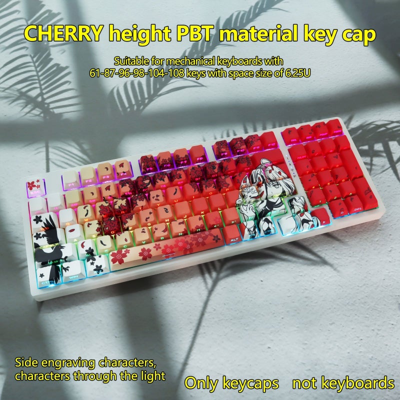 CHERRY Height PBT Keycaps Sakura Little Girl Grey Gradient For 61 87 98 104 108 Mechanical Keyboards With Keycap Puller And Carton Packaging - Image 2