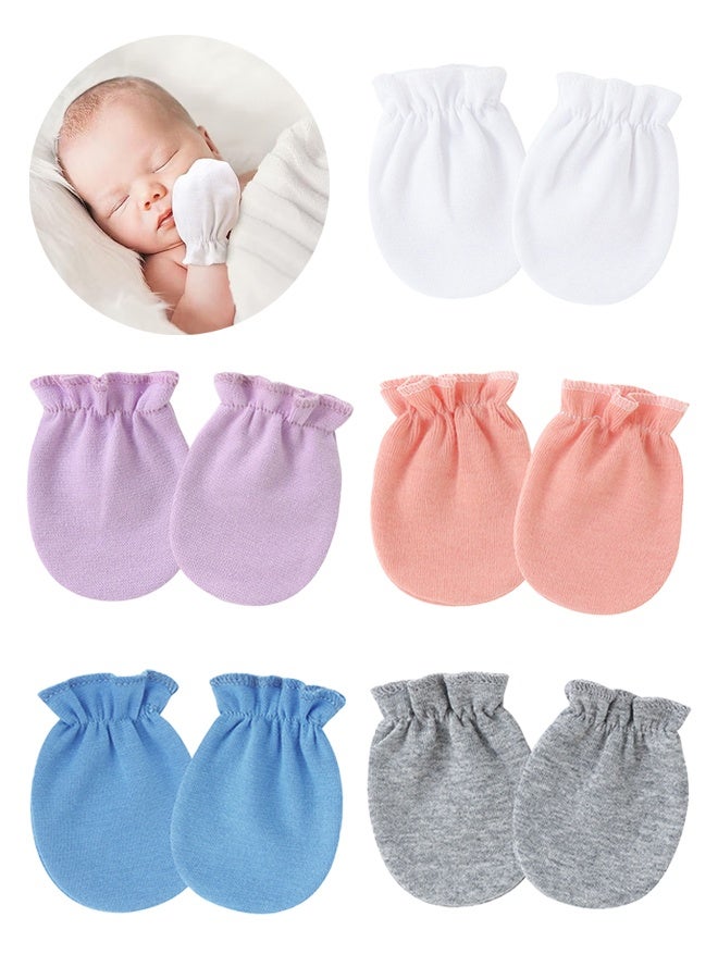 GIFT 5 Pair Baby Anti Scratch Mittens for Newborn Boys Girls, Elasticity Adjustable Breathable Meshes No Scratching Gloves Mitts Mits, Suit 0-12 Months Boy And Girl - Image 1