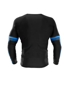 Sanabul  Sanabul Core Long Sleeve Jiu Jitsu Rash Guard MMA BJJ Wrestling Shirt Grappling BLUE  SMALL  - Image 3