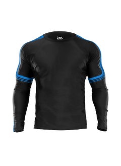 Sanabul  Sanabul Core Long Sleeve Jiu Jitsu Rash Guard MMA BJJ Wrestling Shirt Grappling BLUE  SMALL  - Image 1