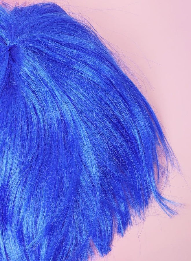 PPhtony شعر مستعار بوب قصير مستقيم بتصميم كلاسيكي من السبعينيات مع غرة مسطحة للنساء، مناسب لحفلات الهالوين وأعياد الميلاد والتنكر (أزرق) - Image 3