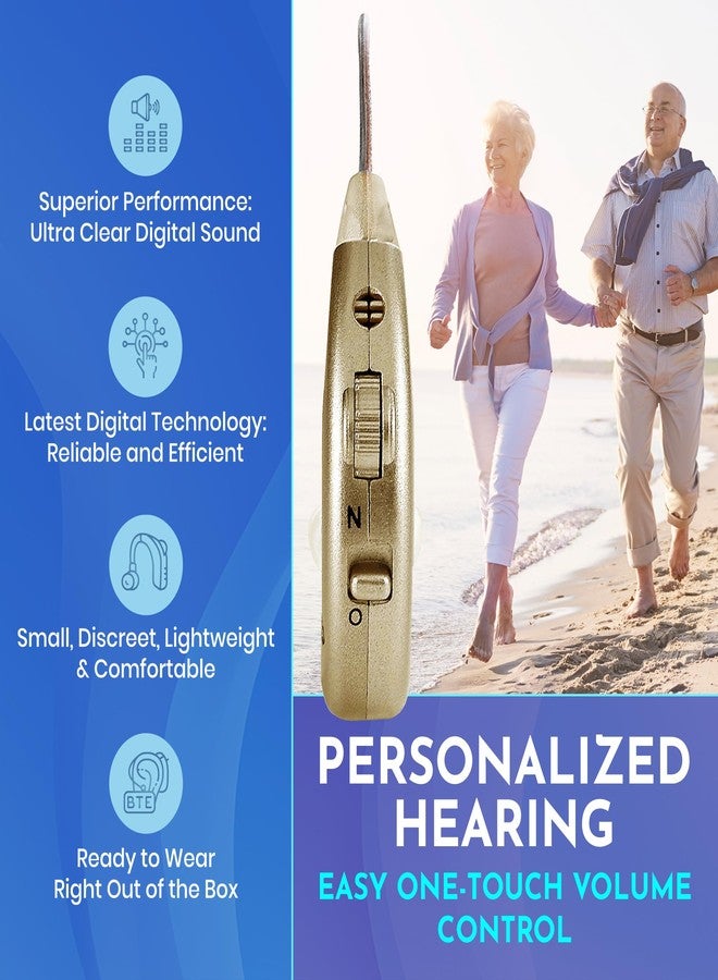 MEDca Digital Hearing Amplifiers - Rechargeable BTE Personal Sound Amplifier Pair with USB Dock - Premium Gold Behind The Ear Sound Amplification - by NewEar - Image 4