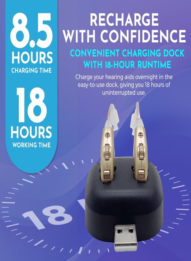 MEDca Digital Hearing Amplifiers - Rechargeable BTE Personal Sound Amplifier Pair with USB Dock - Premium Gold Behind The Ear Sound Amplification - by NewEar - Image 5