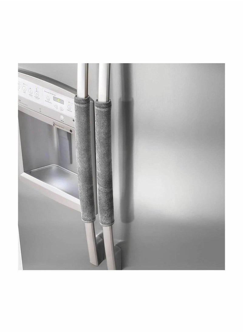 Y&D - 2 Pcs Refrigerator Door Handle Cover Solid Color Fridge Handles Antiskid Protector Gloves Kitchen Appliance Covers for (Light Grey) - Image 1